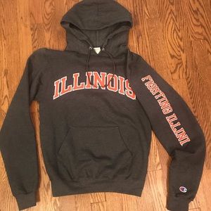 ILLINOIS Fighting Illini Gray Sweatshirt Champion